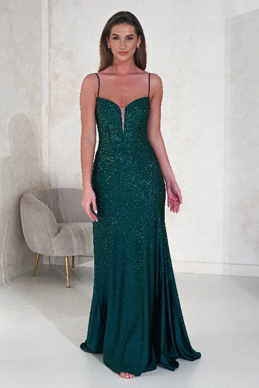 Sabrina Diamante Gown | Emerald Green