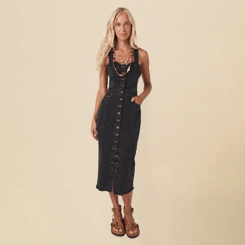 Eve Denim Sweetheart Midi Dress