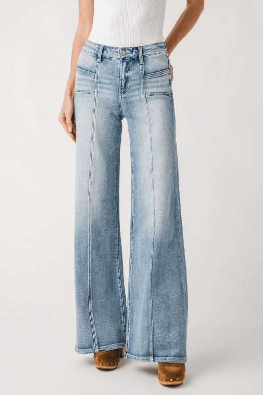 Risen Aria Angled Pocket Front Seam Wide Leg Jeans