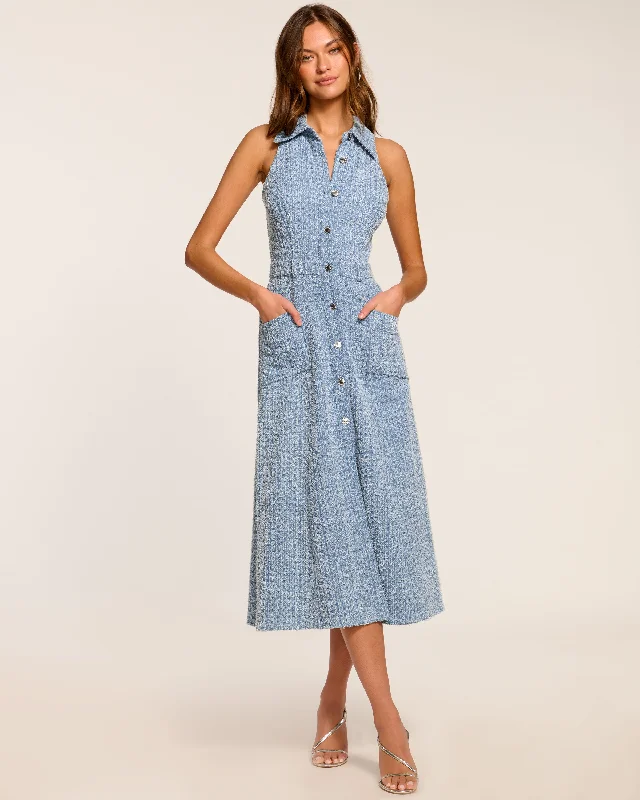 Yesenia Textured Denim Midi Dress